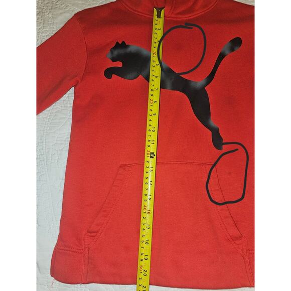 Red Fleece With A Black Logo Sweatshirt PUMA Kids Hoodie Boys Size  Med (8-10) - Picture 5 of 7
